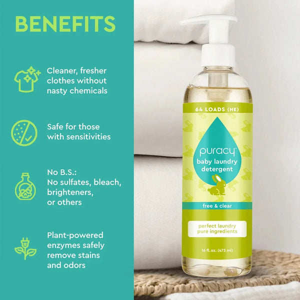 Natural Baby Laundry Detergent - Free & Clear - 16oz