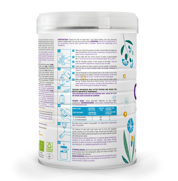 Jovie Organic Follow on Cow Milk - Stage 2 (4 cans)