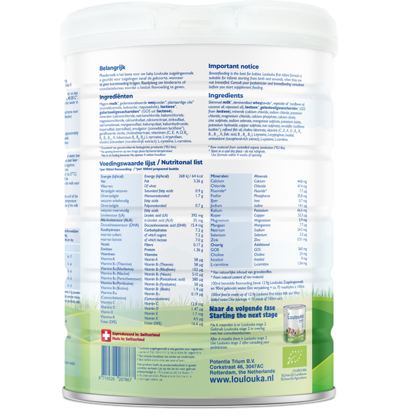 Loulouka Organic (Bio) Infant Milk Formula Stage 1 (900g) (6 cans)